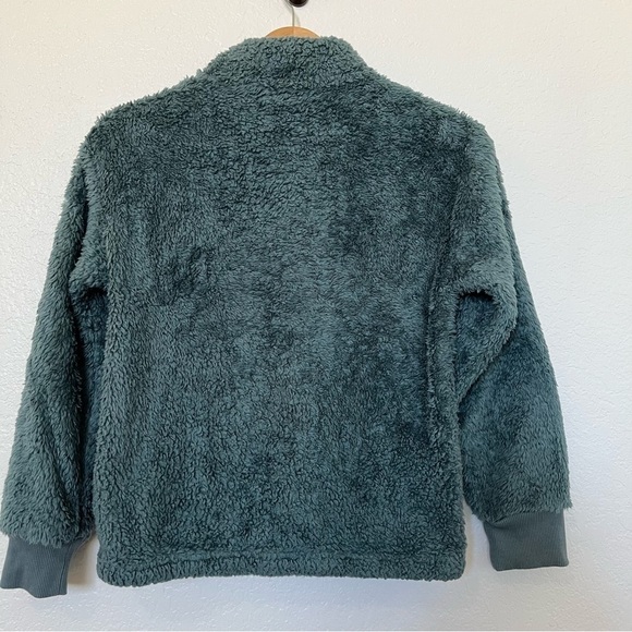 2/$30 Girls Sunset West fuzzy faux shearling teddy zip up jacket.  Teal color. - Picture 6 of 9